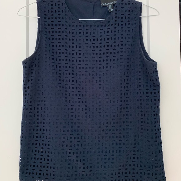 Cynthia Rowley Tops - Cynthia Rowley Blue Laser Cut Tank Button Down